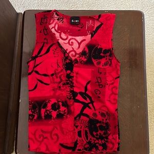 Red and black polyester tank top